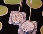 Sterling Silver Square drop Earrings, Groovy man