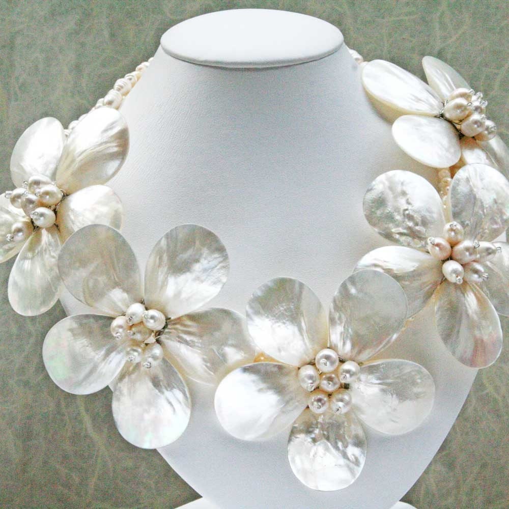 Necklace, Pearl Flowers
