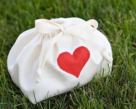 Valentine Cotton Rounds, 10 Organic Ultra Soft Natural Facial Pads in an Embellished Valentine Gift Bag with Red Heart