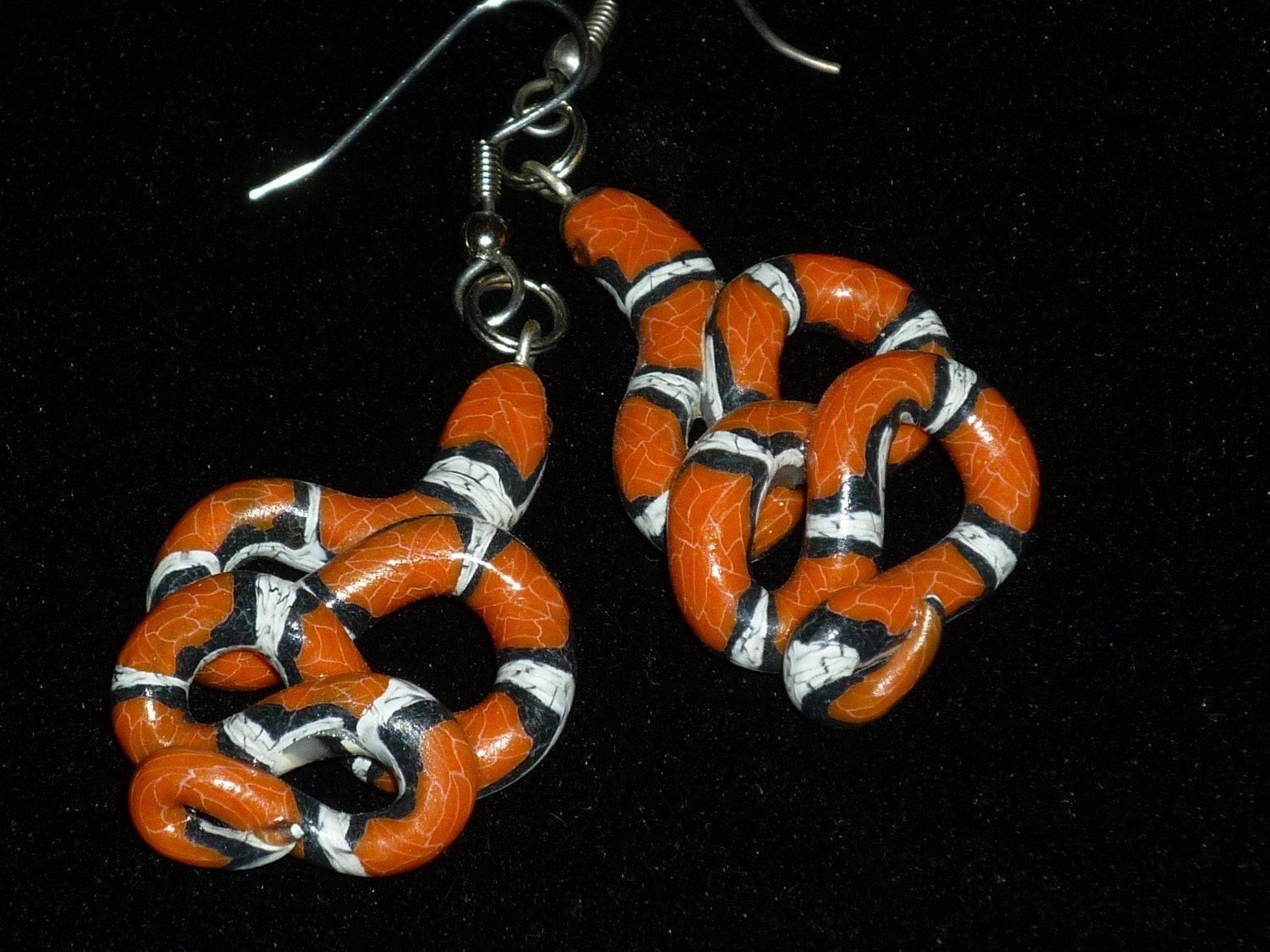 Scarlet Kingsnake Earrings Red White Black Beauties Polymer Clay jewelry