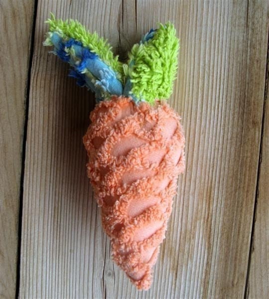 vintage chenille carrot rattle