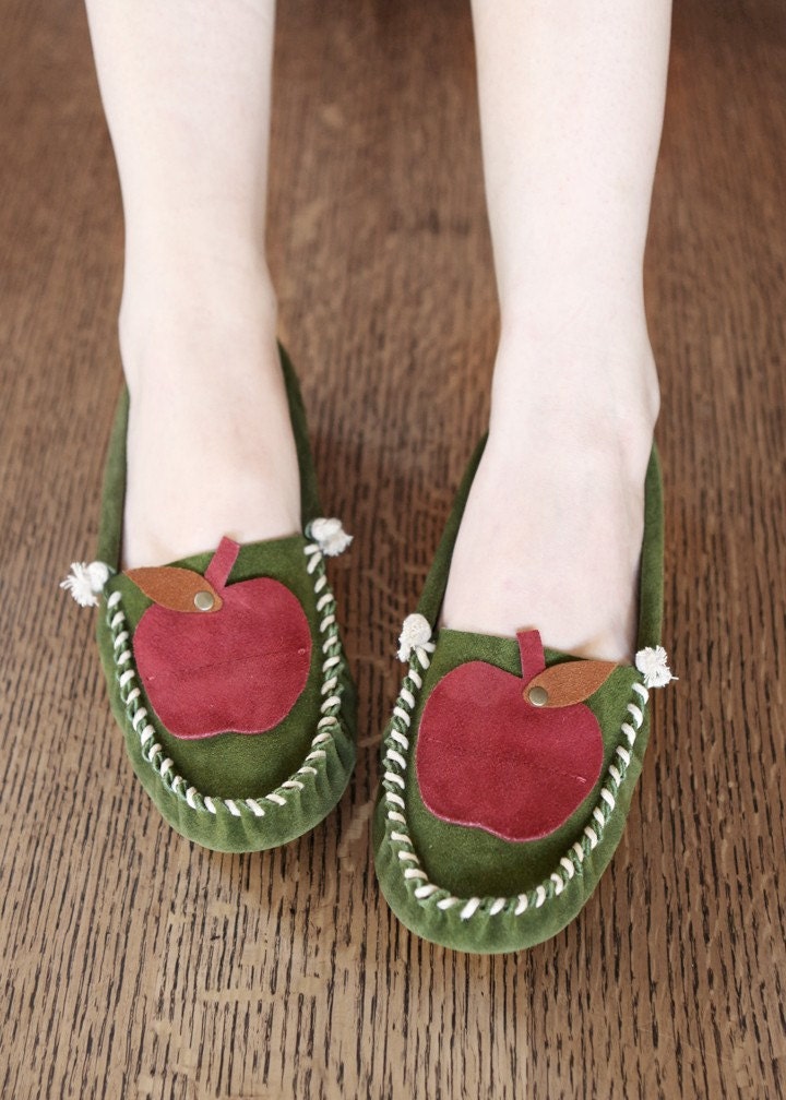 Green and Red Apple Moccasin - Women's sizes 5-11