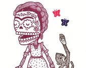 Frida Kahlo Calavera Limited Edition Gocco Serigraph