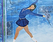 Original Figure Skater Mixed Media Collage on Canvas