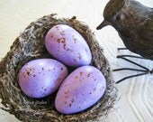 Small Painted Nest Eggs lavender speckled handmade