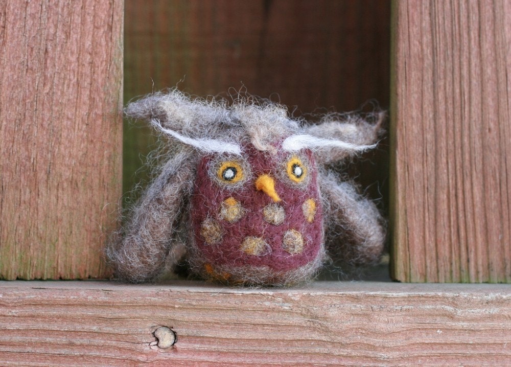 Needle Felted Owl Figure / Pincushion Handmade 100% Wool - CUSTOM ORDER