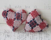 Red White and Blue Hearts made from Vintage Coverlet