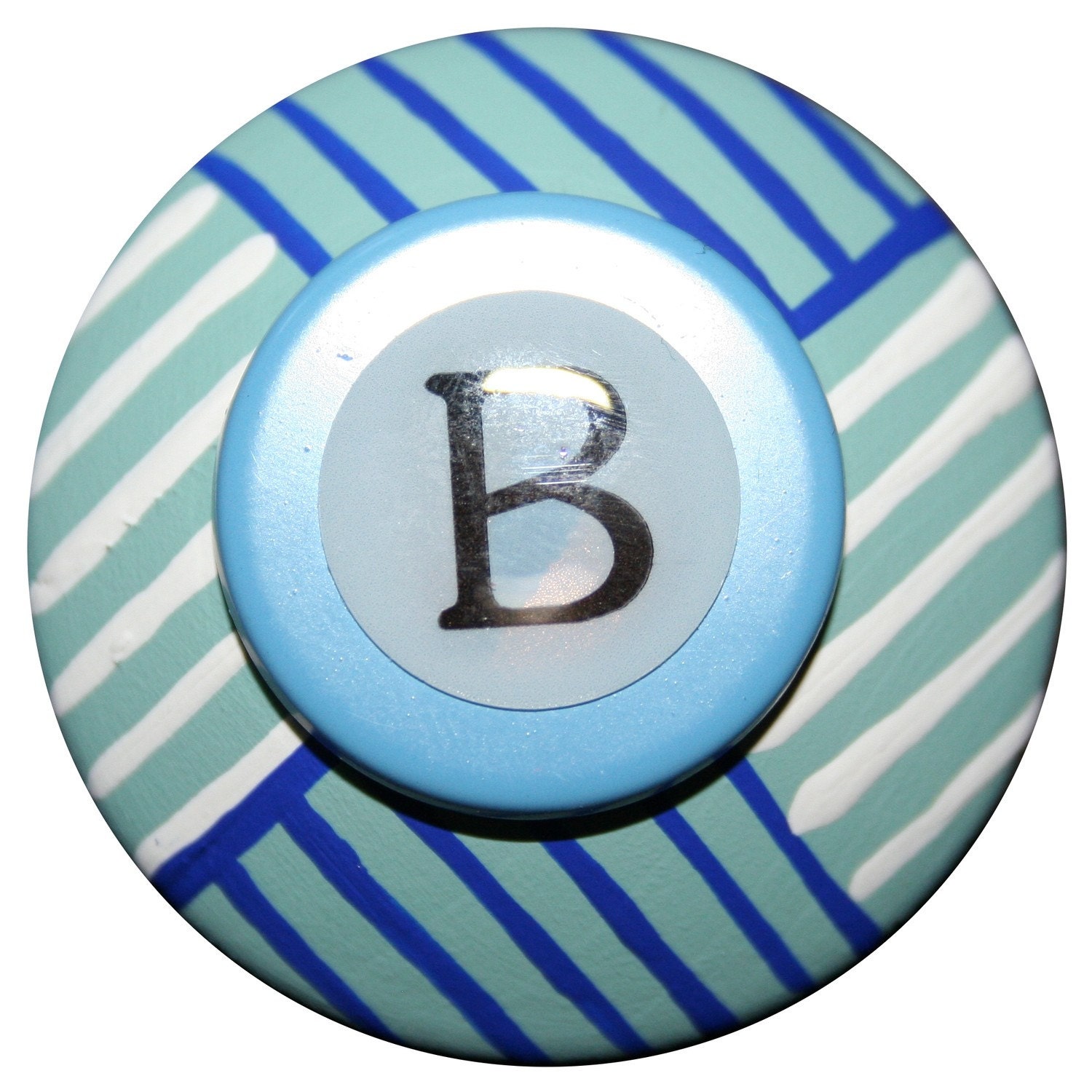 Quilted Striped Blue and White Bottle/Wine Stopper
