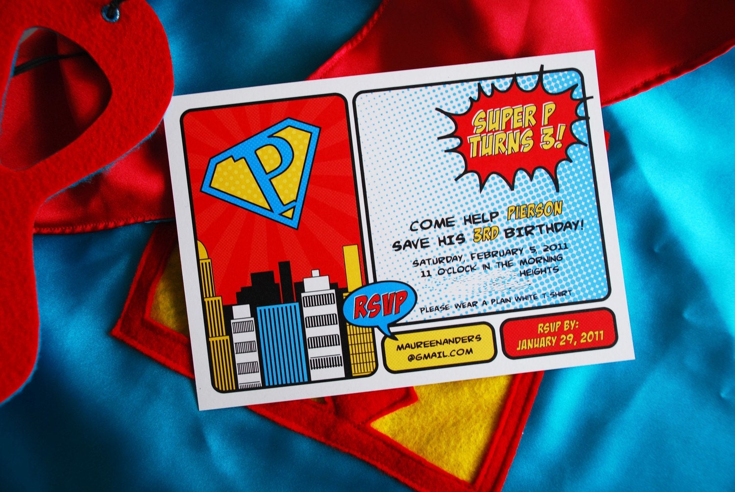 Vintage SUPER HERO Invitation - Super Hero Birthday Party Invitation - Customized Printable Invitation - Photo Optional