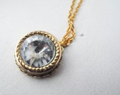 Faceted Crystal Gold Necklace - Standard Length - The Princess