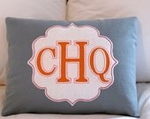 CUSTOM cut monogrammed 12" x 16" (3) initial pillow, bamboo felt