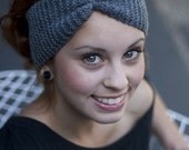 Hand Knit Grey Headband - Turban