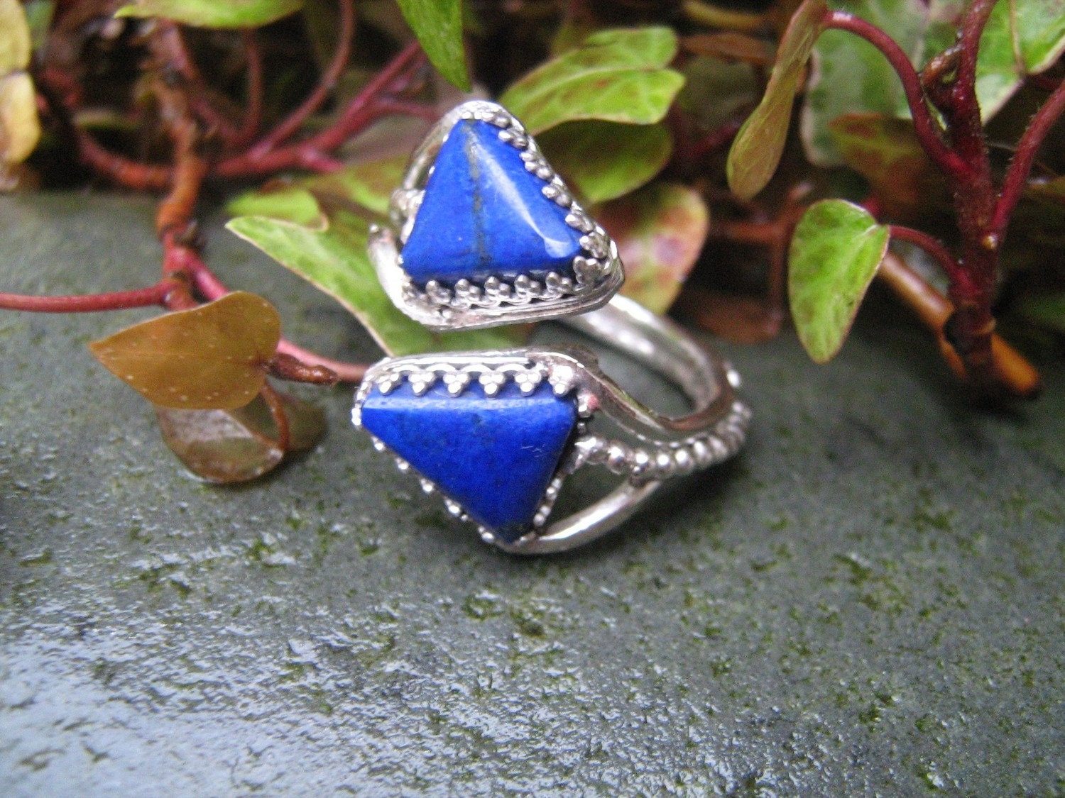 sterling adjustable ring with lapis,  'second' SALE 50% off