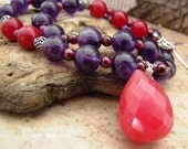 Candy Jade and Garnet Necklace "Sweet Heart"