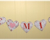 Valentine Banner Garland  Be Mine Hearts Shabby Chic Red And Pink Custom Colors Wood Sign