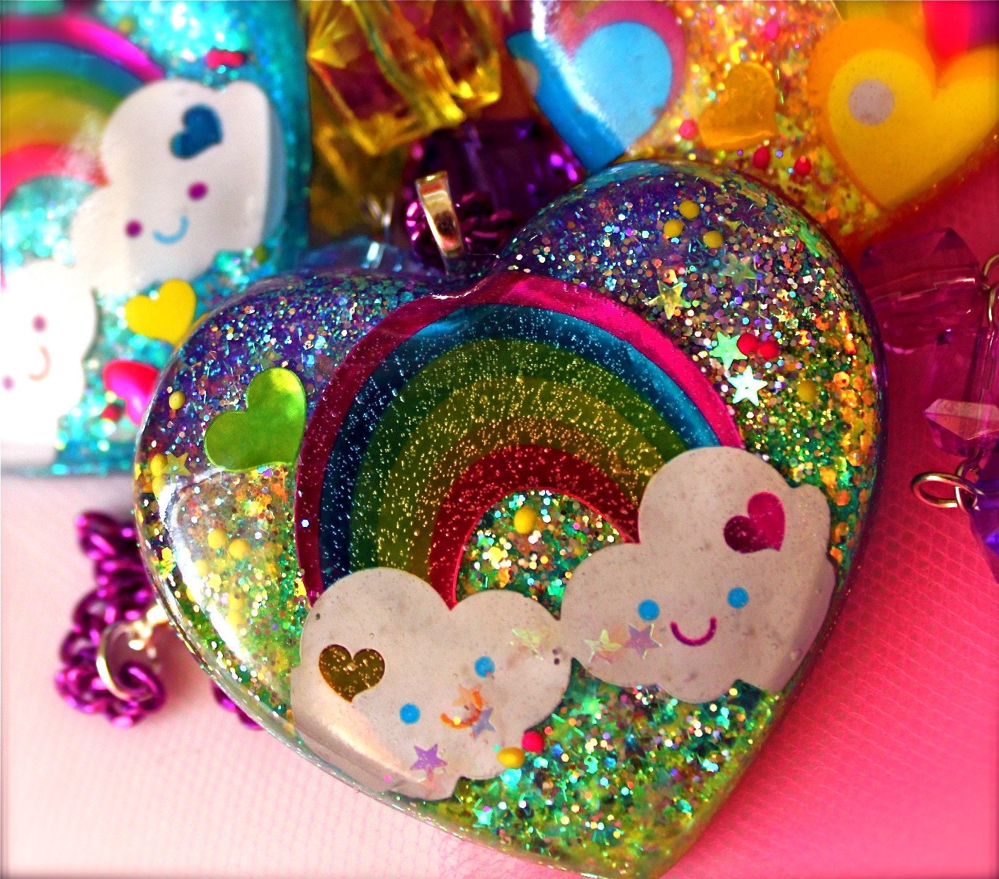 So Happy Together - On Cloud 9 Rainbows and Hearts Forever-Gorgeous Green - Kitsch Kawaii