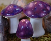 Miniature Ceramic Mushrooms - Plum Perfect