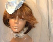 Wedding Blue and White Mini Hat with Veil