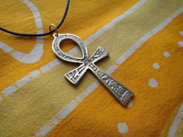 Ancient Egyptian Brass Ankh Pendant Necklace