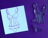 bustier and panty lingerie clear polymer rubber stamp set