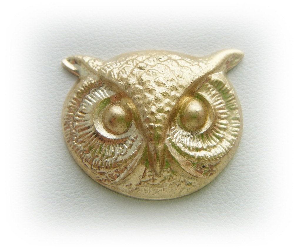 1 - OWL HEAD Raw Brass Jewelry Findings (BC)