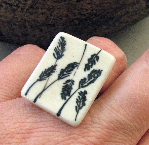 Wheat branches stoneware ring