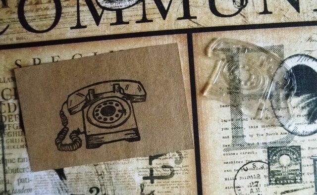 classic telephone clear polymer rubber stamp