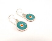 Orange dot - Colorful sterling silver earrings.