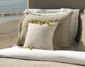 Hemp Pillow with linen bullion fringe -16 x 16