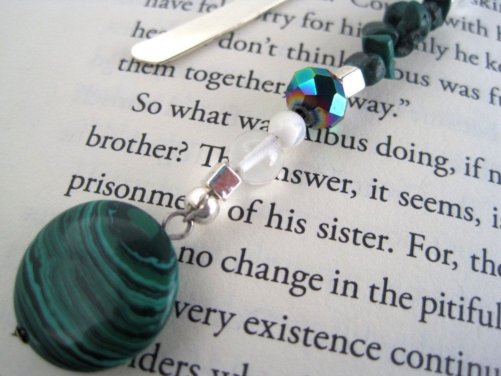 Malachite Swarovski Crystal  Bookmark Green Mystical Harmony
