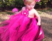 Black and Pink Halter Style Tutu Dress with Matching Headband