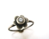 Tiny Flower Ring - handcast sterling silver - Building Block Collection