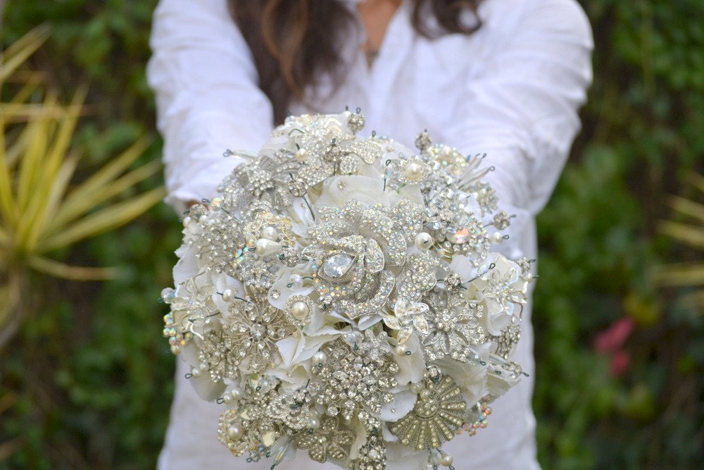 Deposit for a crystal dewdrop brooch bridal bouquet -- made-to-order jeweled wedding bouquet