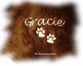 Chocolate Dog Blanket -  Paw Prints W/Personalization
