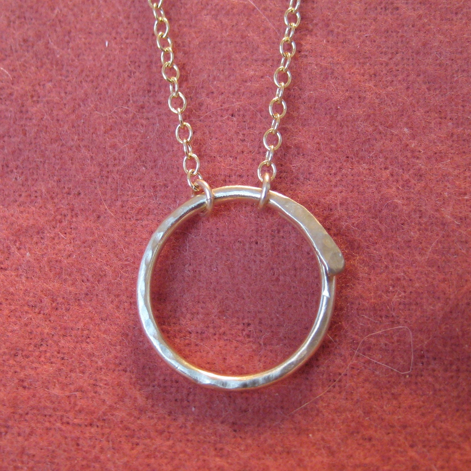 Charm Holder Circle of Life Necklace 3/4 in. Small Round 14k Yellow Gold Fill Matte or Polished Finish Custom Keepsake Gift JJDLJewelryArt