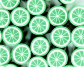 Nail Arts and Beaded Jewelry Decoration, Green Lemon Polymer Clay Cane set of 2 canes