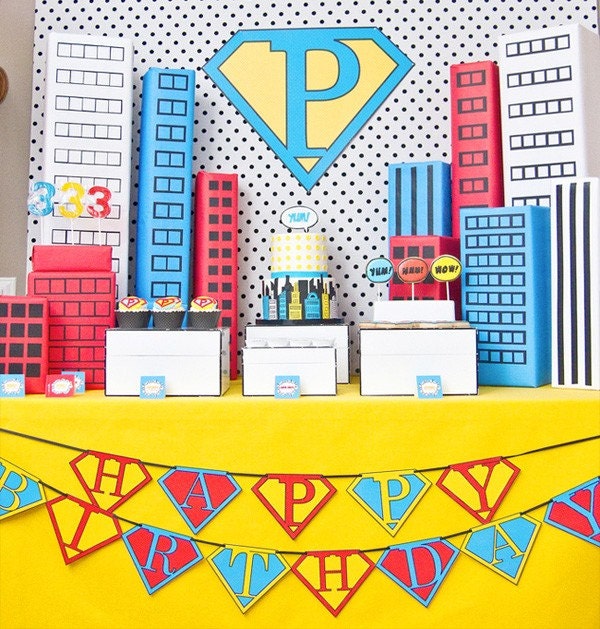 VINTAGE SUPER HERO Birthday Party - Coordinating Super Hero Printables - Customized Super Hero Birthday Printable Package