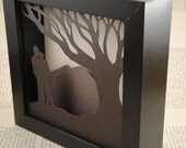 Winter Pair in Grey Silhouette Shadowbox Art with Black Frame