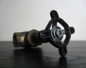 Industrial Chic. Metal Valve with Black Knob.