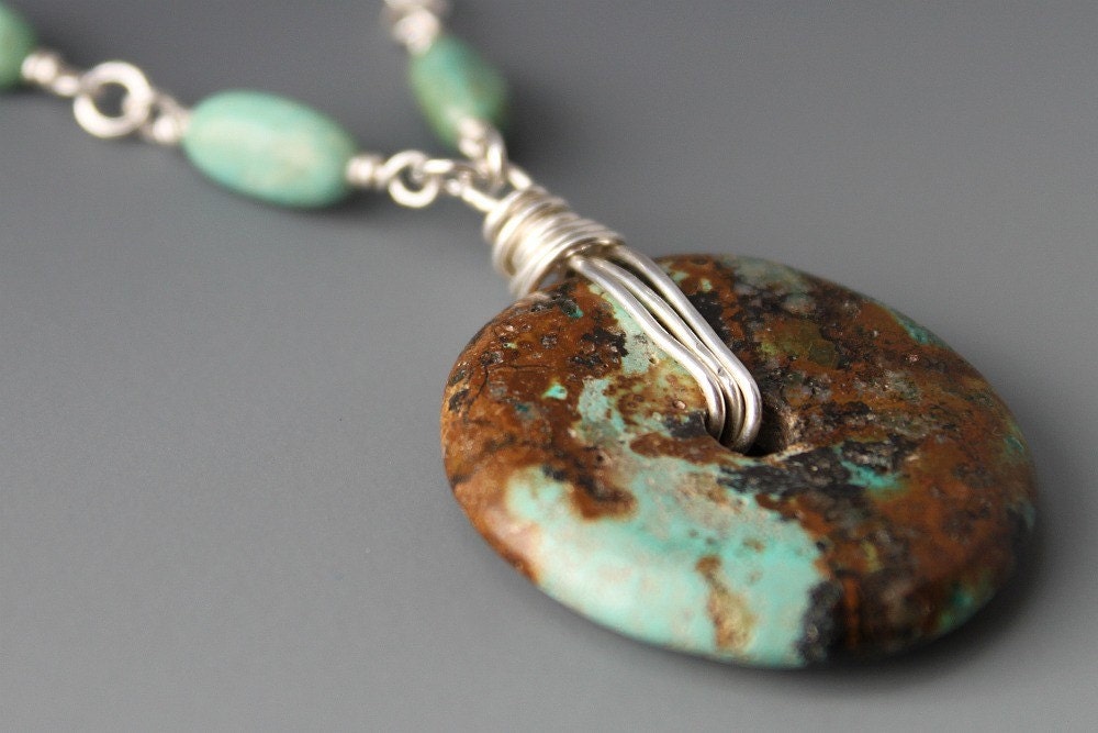 Sterling and Turquoise Donut Necklace - Imagine