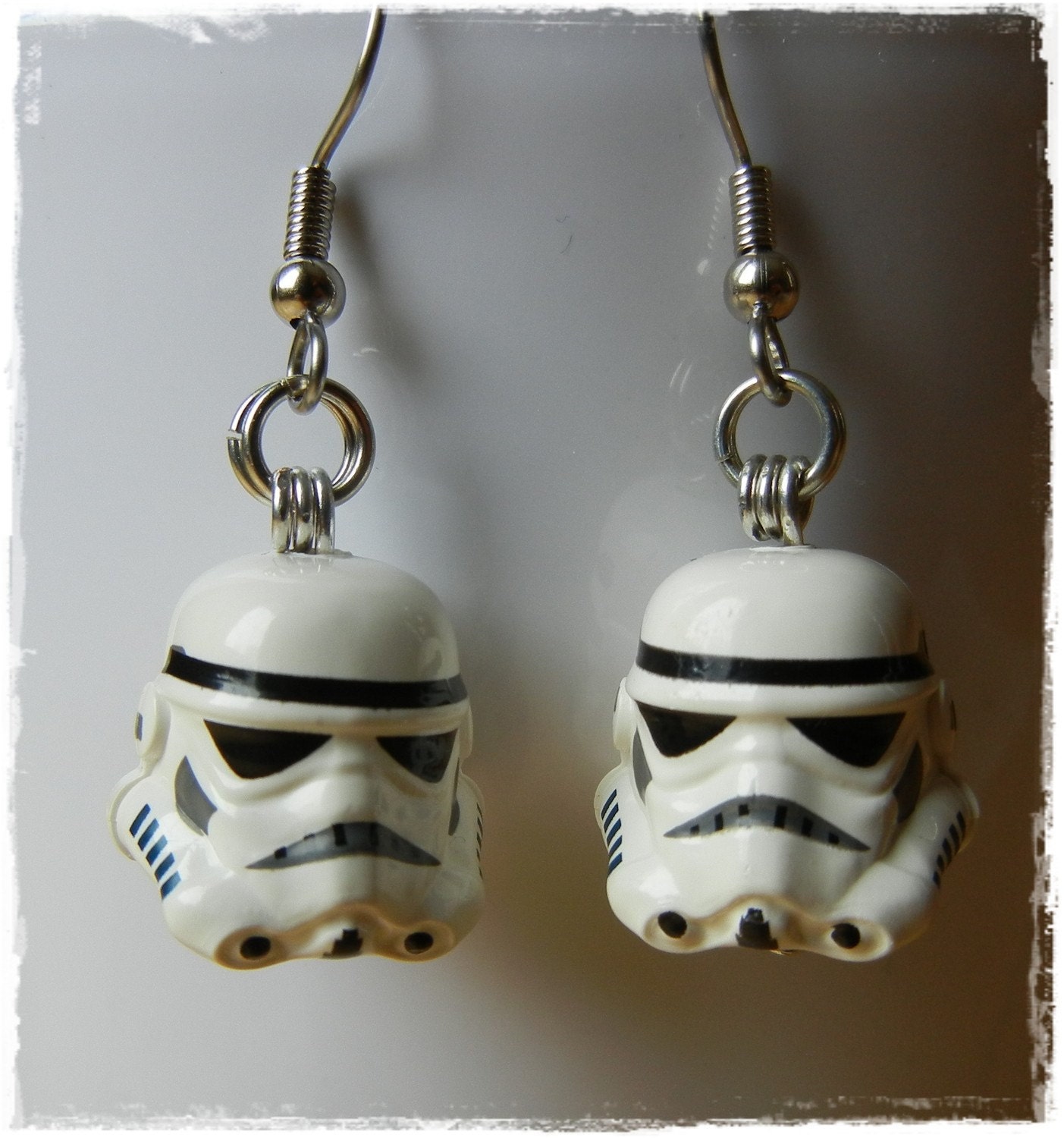 E&E Lego Star Wars Sand Trooper Earrings finished with Swarovski crystals Head version