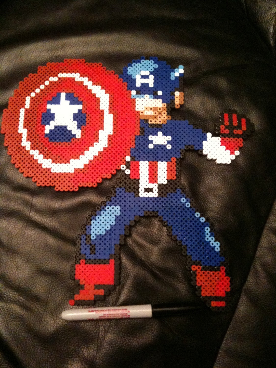 Captain america Perler bead sprite