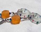 Bright Fun Rainbow Earrings - Citrus Orange Resin with glass Dangles