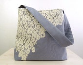 French Lace Tote Bag in Pearl Gray