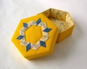 Box jewelry stylish yellow fabric handmade keepsake
