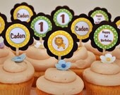 King of the Jungle Cupcake Toppers Happy Birthday Party Decorations - Jungle Theme Birthday Party