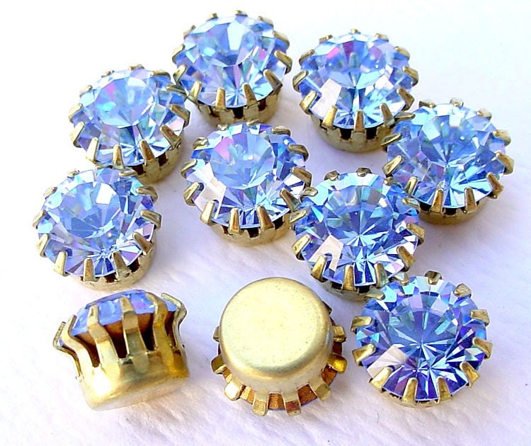 Swarovski Rhinestones Settings Findings in Brass Lt. Sapphire 40SS