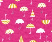 Japanese Fabric - Deco Umbrellas on Pink,  Half Yard