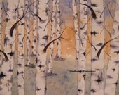 Simple Beauty- Reproduction of Watercolor Painting of Birch Trees