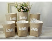 LOVE Letters box bin basket Storage Weddings decor Party SET 6 Natural Oatmeal Linen Organizer Felt Recycled tagt team Gift Wrap